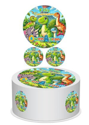 Impresión en Oblea Comestible para  Pastel de Dinosaurios