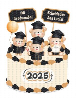 Cake Topper de Graduación con temática de Ositos para pastel