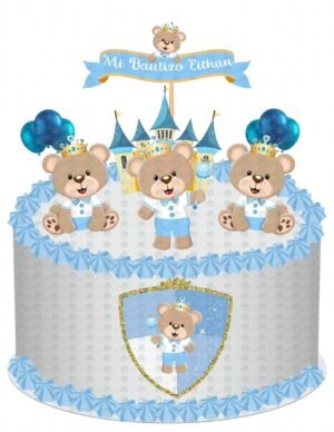 Cake Topper de Bautizo de Osos para pastel